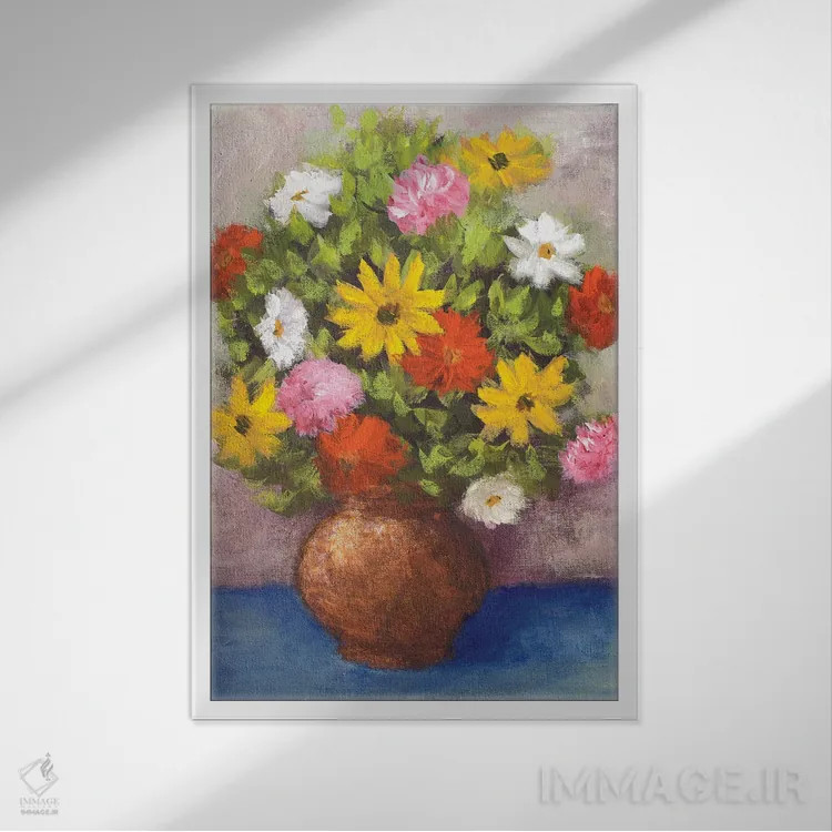 تابلو دکوراتیو گلدان زیبایی II اثر والت جانسون - نمای قابدار سفید