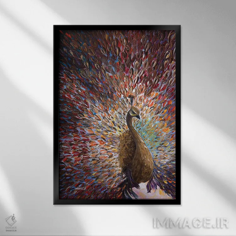 تابلو دکوراتیو طاووس X اثر ویلسون لاو - نمای قابدار مشکی