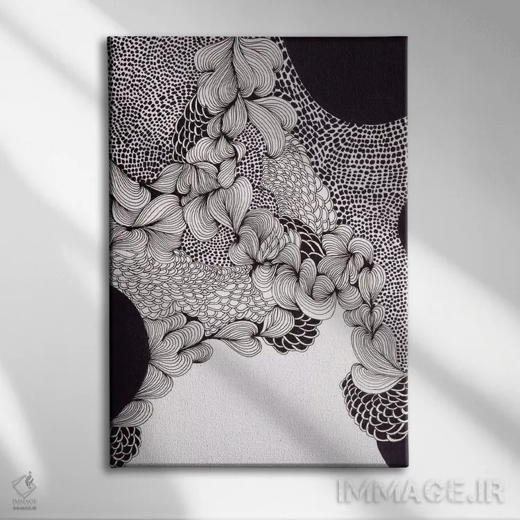 تابلو انتزاعی امواج شادی اثر هلن ولز - نمای روبهرو روی دیوار