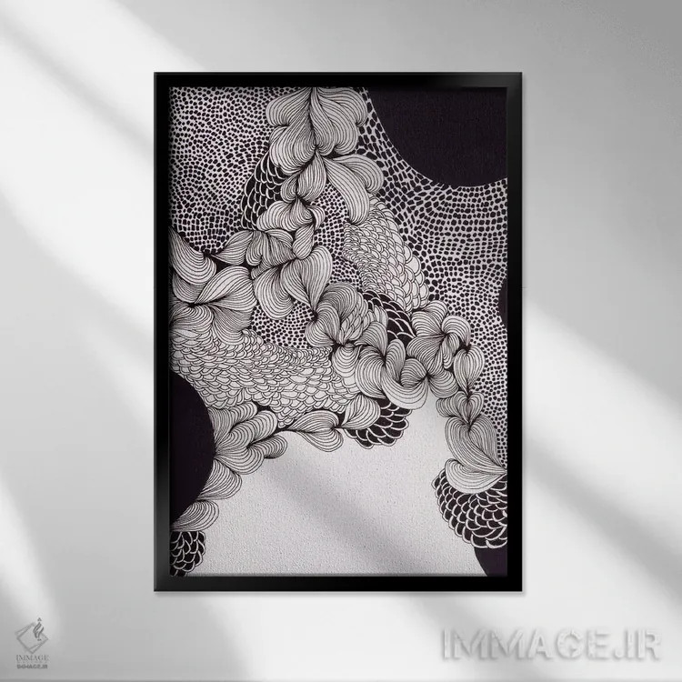 تابلو انتزاعی امواج شادی اثر هلن ولز - نمای قابدار مشکی