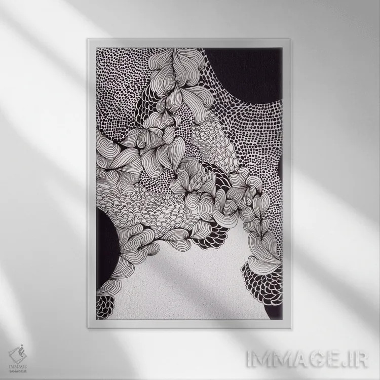 تابلو انتزاعی امواج شادی اثر هلن ولز - نمای قابدار سفید