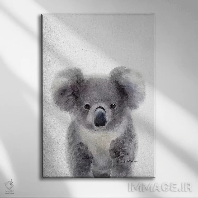 تابلو دکوراتیو کوآلای بچه اثر واترکالر لاو - نمای روبهرو روی دیوار