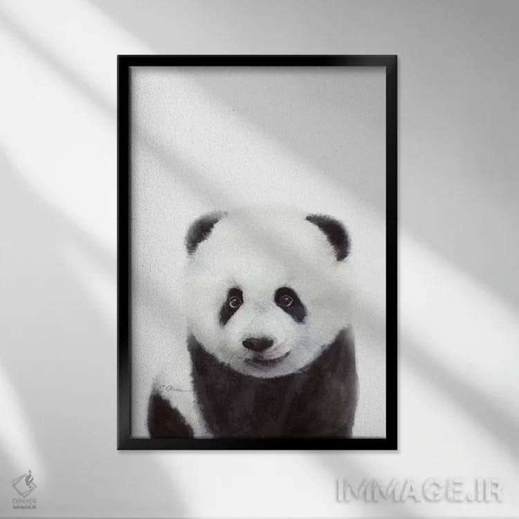 تابلو دکوراتیو پاندای بچه اثر واترکالر لاو - نمای قابدار مشکی