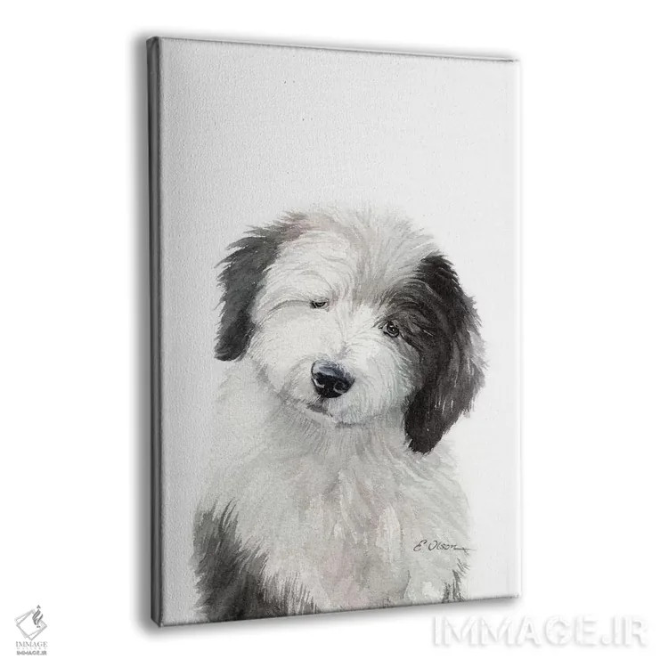 تابلو دکوراتیو توله سگ گله انگلیسی اثر واترکالر لاو - نمای پرسپکتیو محصول