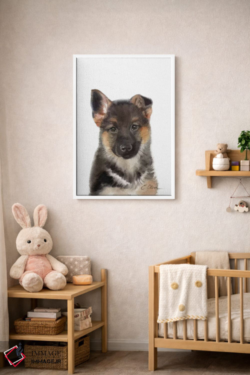 تابلو دکوراتیو توله سگ ژرمن شپرد اثر واترکالر لاو - D2W