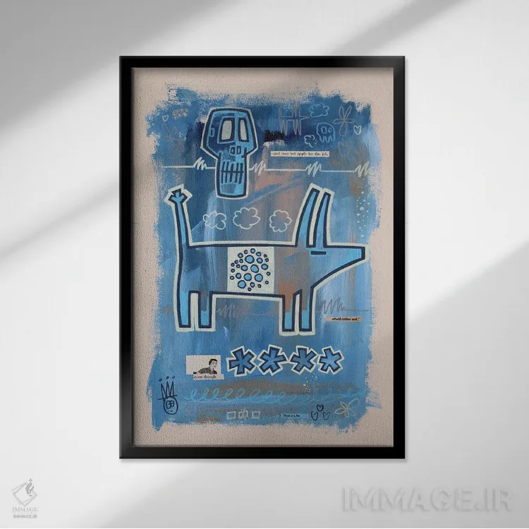 تابلو دکوراتیو کلاژ تصادفی شماره ۲۳ اثر ول ول - نمای قابدار مشکی