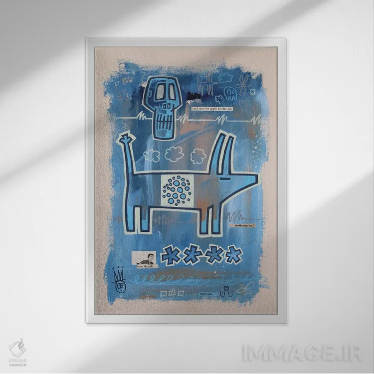تابلو دکوراتیو کلاژ تصادفی شماره ۲۳ اثر ول ول - نمای قابدار سفید