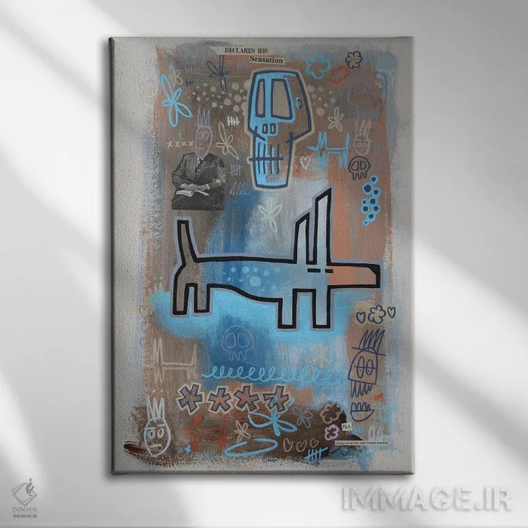 تابلو انتزاعی زنگار طعنه اثر ول ول - نمای روبهرو روی دیوار