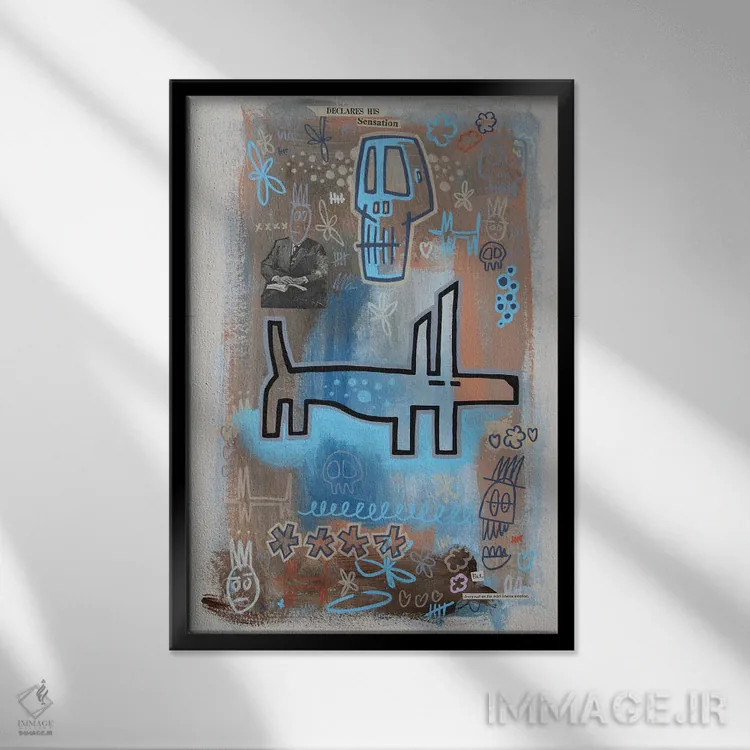 تابلو انتزاعی زنگار طعنه اثر ول ول - نمای قابدار مشکی