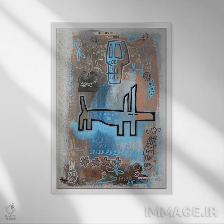 تابلو انتزاعی زنگار طعنه اثر ول ول - نمای قابدار سفید