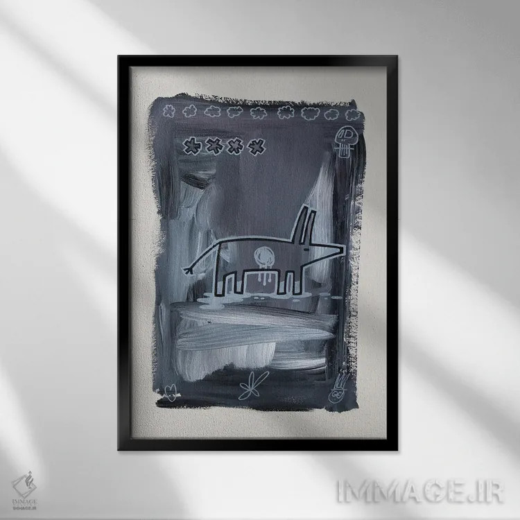 تابلو انتزاعی عشق واق واق اثر ول ول - نمای قابدار مشکی