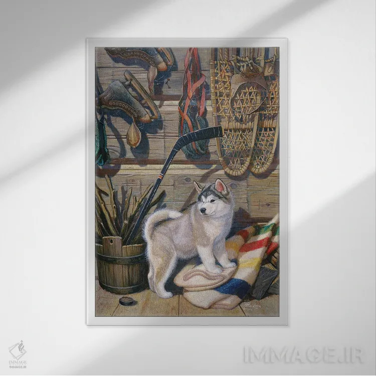 تابلو دکوراتیو زمستان گذشته-مالاموت اثر میا لین - نمای قابدار سفید