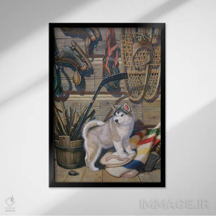 تابلو دکوراتیو زمستان گذشته-مالاموت اثر میا لین - نمای قابدار مشکی