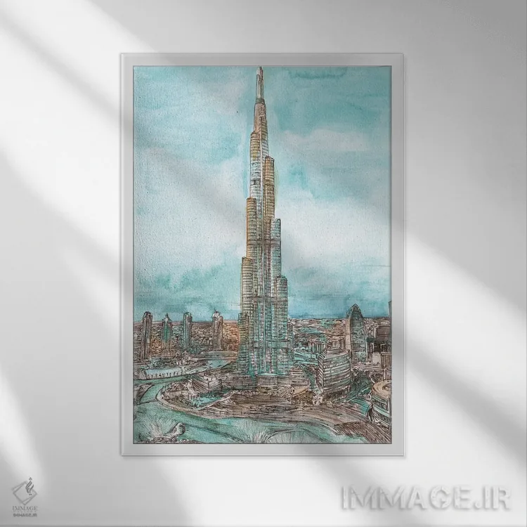 تابلو دکوراتیو فرود روز در دبی II اثر ملیسا وانگ - نمای قابدار سفید