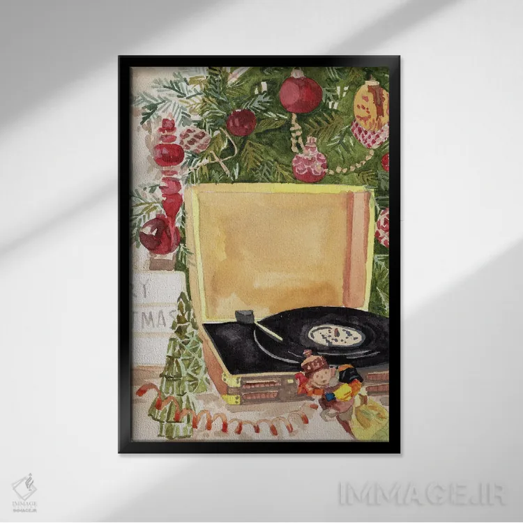 تابلو دکوراتیو کریسمس شیرین در خانه II اثر ملیسا وانگ - نمای قابدار مشکی