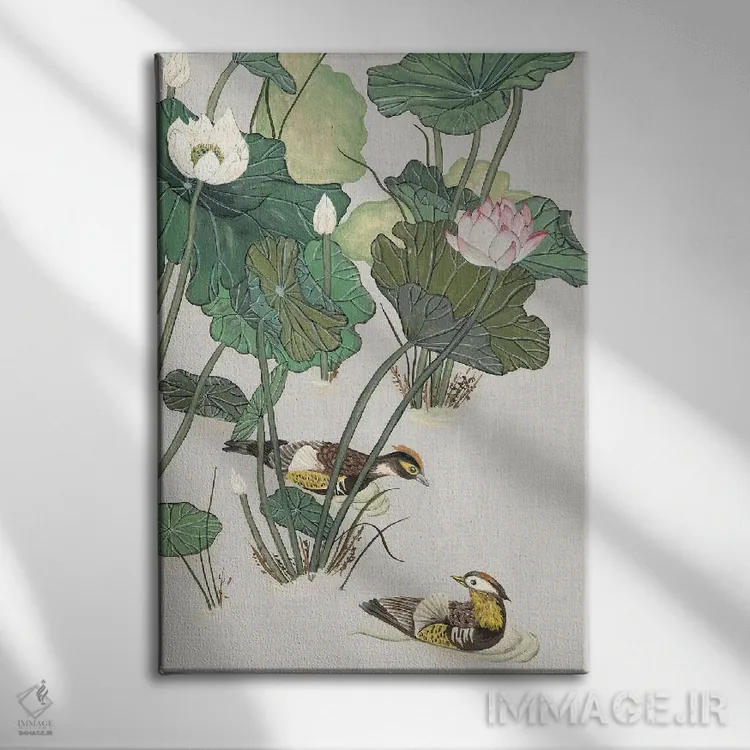 تابلو دکوراتیو حوضچه نیلوفر I اثر ملیسا وانگ - نمای روبهرو روی دیوار