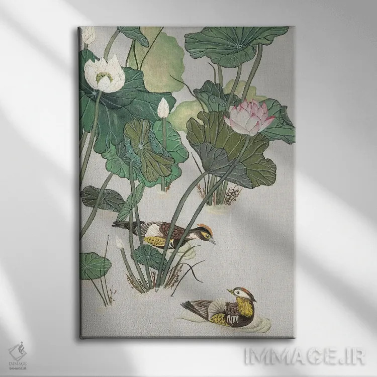 تابلو دکوراتیو حوضچه نیلوفر I اثر ملیسا وانگ - نمای روبهرو روی دیوار