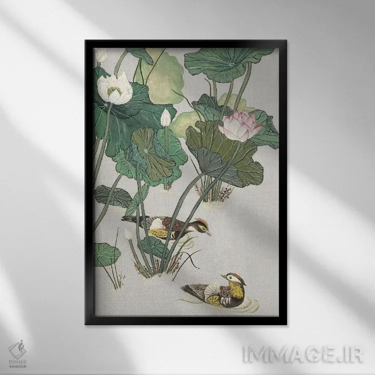 تابلو دکوراتیو حوضچه نیلوفر I اثر ملیسا وانگ - نمای قابدار مشکی
