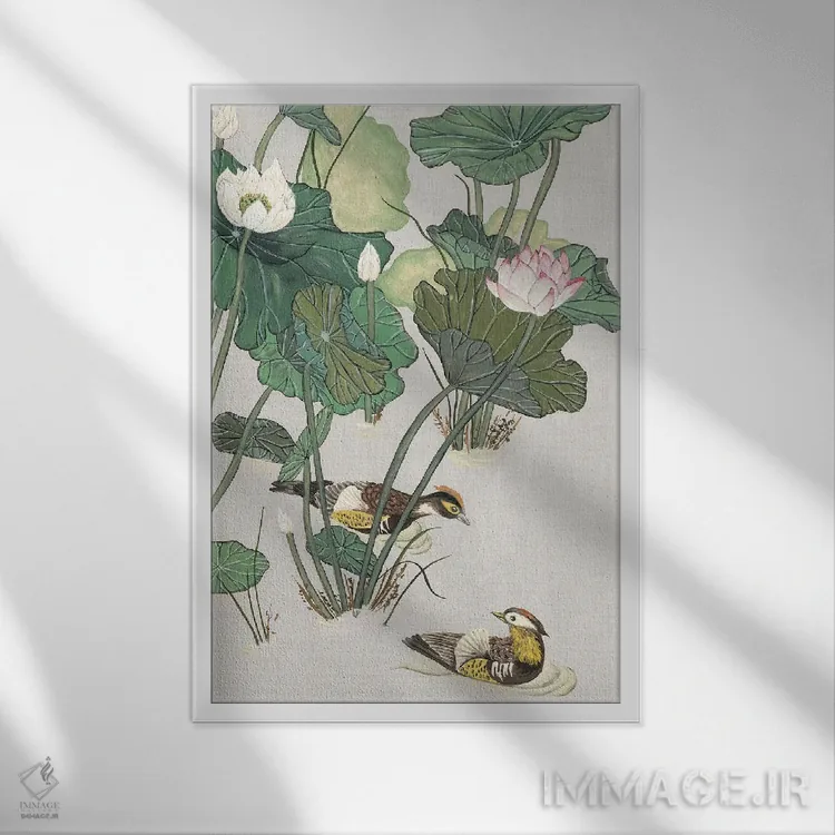 تابلو دکوراتیو حوضچه نیلوفر I اثر ملیسا وانگ - نمای قابدار سفید