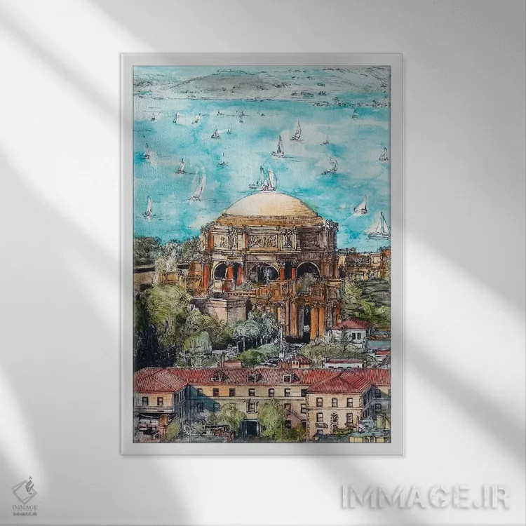 تابلو دکوراتیو منظره شهری سان فرانسیسکو اثر ملیسا وانگ - نمای قابدار سفید