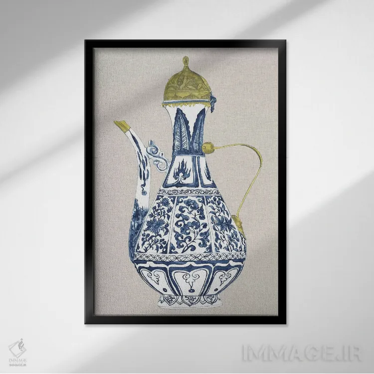 تابلو دکوراتیو گلدان چینی عتیقه II اثر ملیسا وانگ - نمای قابدار مشکی