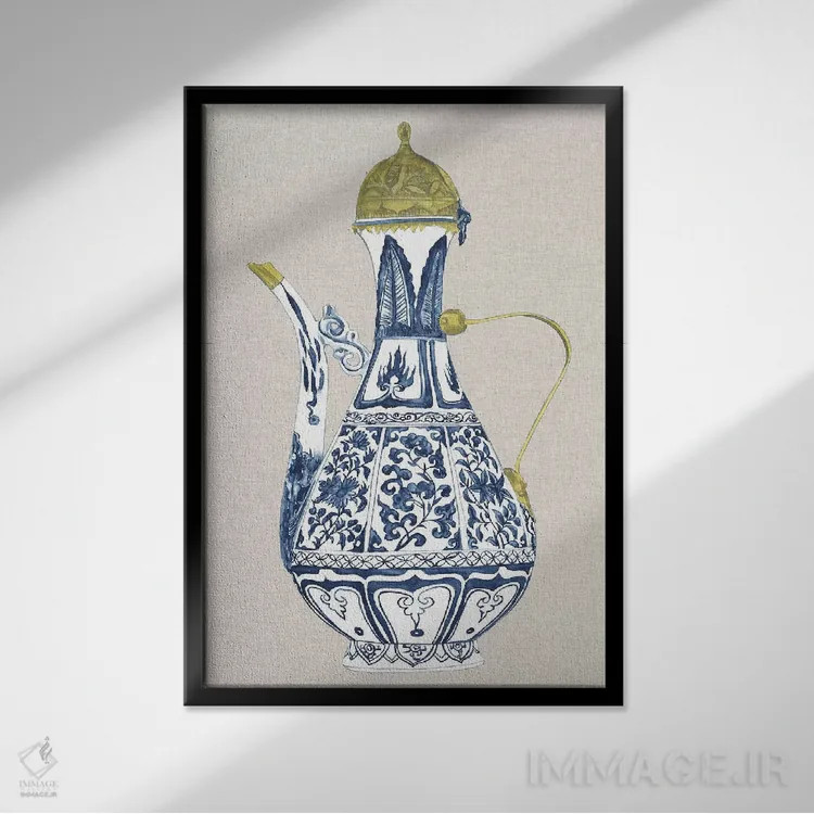 تابلو دکوراتیو گلدان چینی عتیقه II اثر ملیسا وانگ - نمای قابدار مشکی