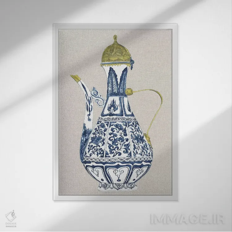 تابلو دکوراتیو گلدان چینی عتیقه II اثر ملیسا وانگ - نمای قابدار سفید