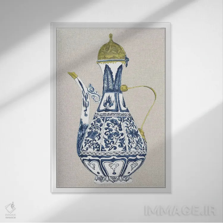 تابلو دکوراتیو گلدان چینی عتیقه II اثر ملیسا وانگ - نمای قابدار سفید
