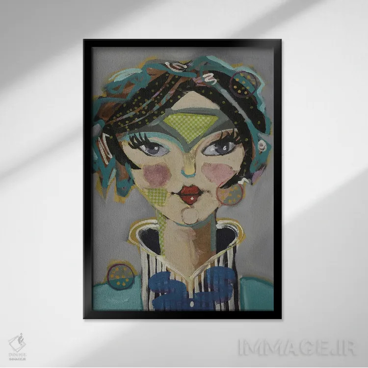 تابلو دکوراتیو بانوی نقاب دار II اثر وینی ایتون - نمای قابدار مشکی