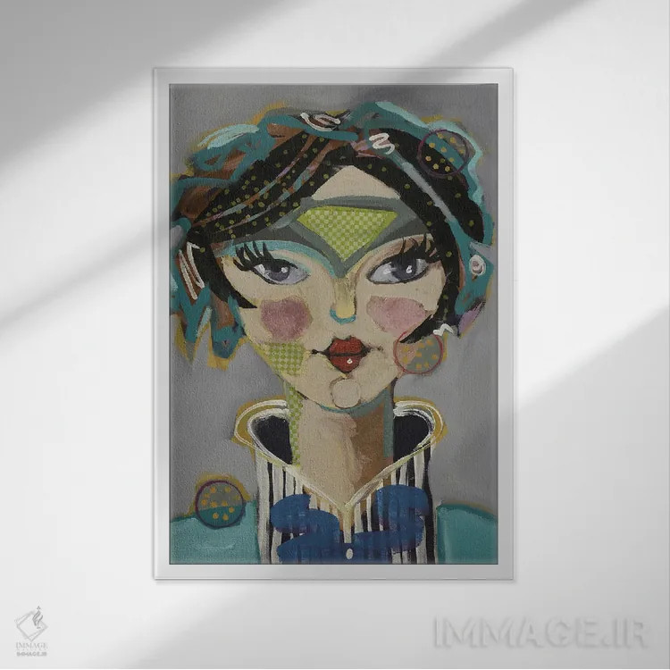 تابلو دکوراتیو بانوی نقاب دار II اثر وینی ایتون - نمای قابدار سفید