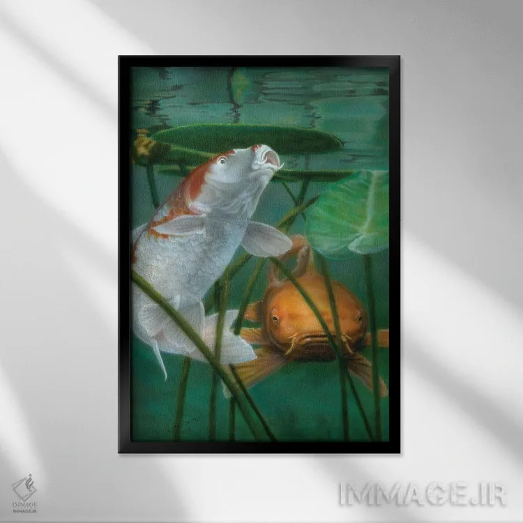 تابلو دکوراتیو اوه پسر، باز هم ماهی کوی اثر وین پروز - نمای قابدار مشکی