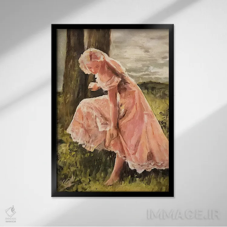 تابلو دکوراتیو گل رز در میان خارها اثر ویلیام اوکسر - نمای قابدار مشکی