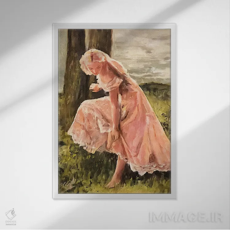 تابلو دکوراتیو گل رز در میان خارها اثر ویلیام اوکسر - نمای قابدار سفید