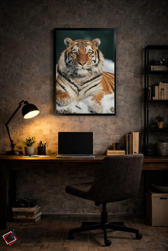 تابلو دکوراتیو Siberian Tiger Park, Harbin, China,ببر سیبری در برف، پارک ببر… اثر کنراد وته - D6B