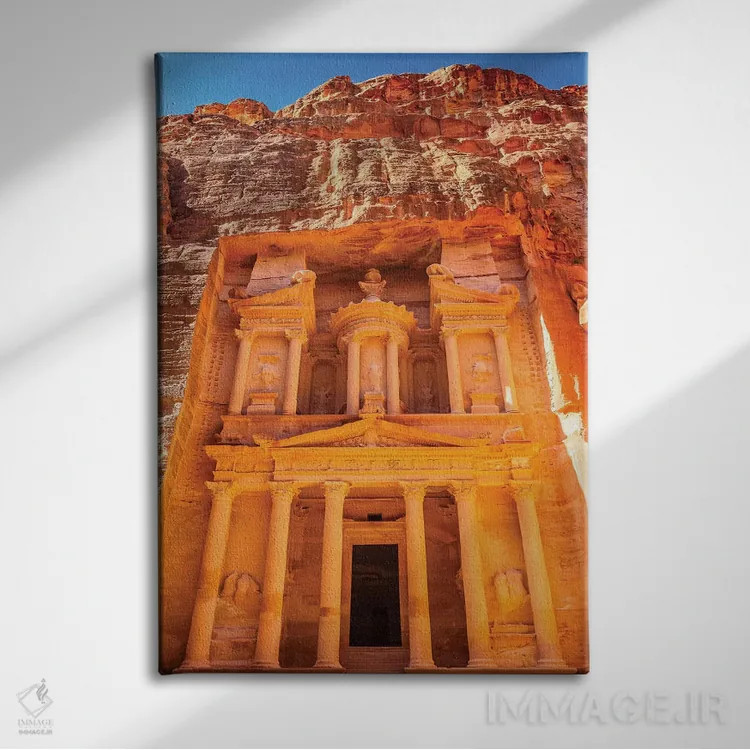 تابلو دکوراتیو Siq, Petra, Jordan,خزانه ساخته شده توسط نبطی ها، سیق، پترا… اثر ویلیام پری - نمای روبهرو روی دیوار