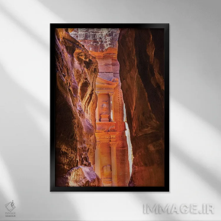 تابلو دکوراتیو Jordan,دره زرد و خزانه در صبحگاه، پترا، اردن اثر ویلیام پری - نمای قابدار مشکی