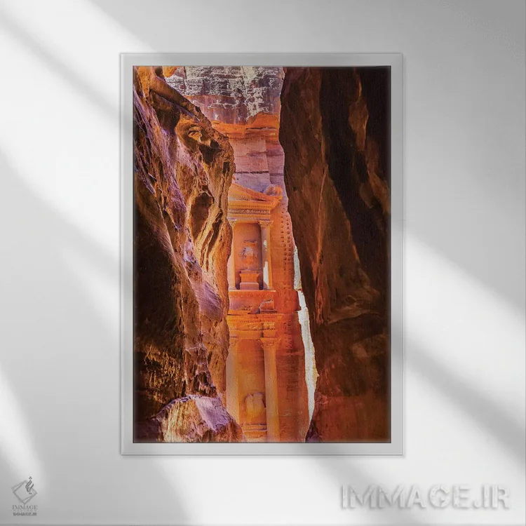 تابلو دکوراتیو Jordan,دره زرد و خزانه در صبحگاه، پترا، اردن اثر ویلیام پری - نمای قابدار سفید