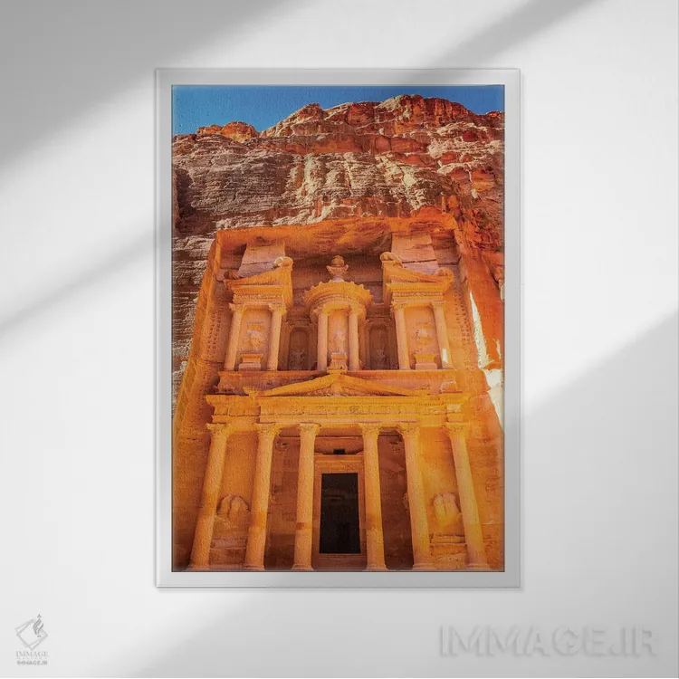 تابلو دکوراتیو Siq, Petra, Jordan,خزانه ساخته شده توسط نبطی ها، سیق، پترا… اثر ویلیام پری - نمای قابدار سفید