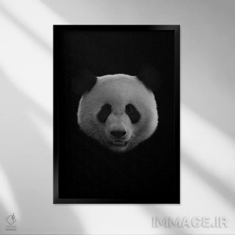 تابلو دکوراتیو پاندای سیاه اثر واتر ریکن - نمای قابدار مشکی