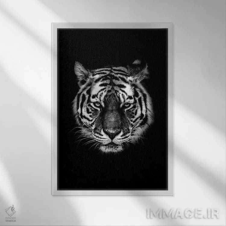 تابلو دکوراتیو ببر سیاه ۱ اثر واتر ریکن - نمای قابدار سفید