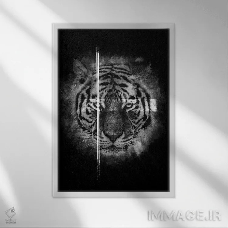 تابلو دکوراتیو ببر سیاه ۲ اثر واتر ریکن - نمای قابدار سفید