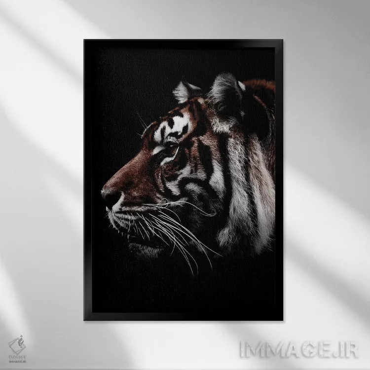 تابلو دکوراتیو Color,ببر سیاه، رنگی اثر واتر ریکن - نمای قابدار مشکی