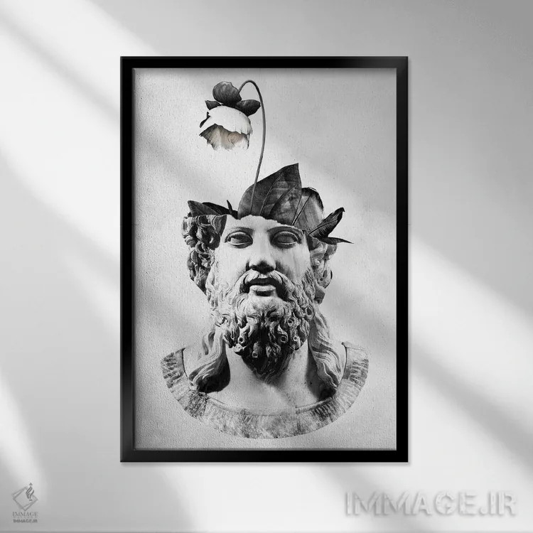 تابلو دکوراتیو زئوس گیاهی اثر واتر ریکن - نمای قابدار مشکی