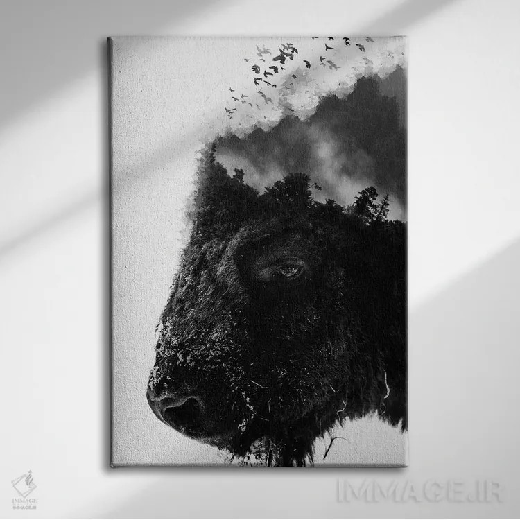 تابلو دکوراتیو بیزون سفید اثر واتر ریکن - نمای روبهرو روی دیوار