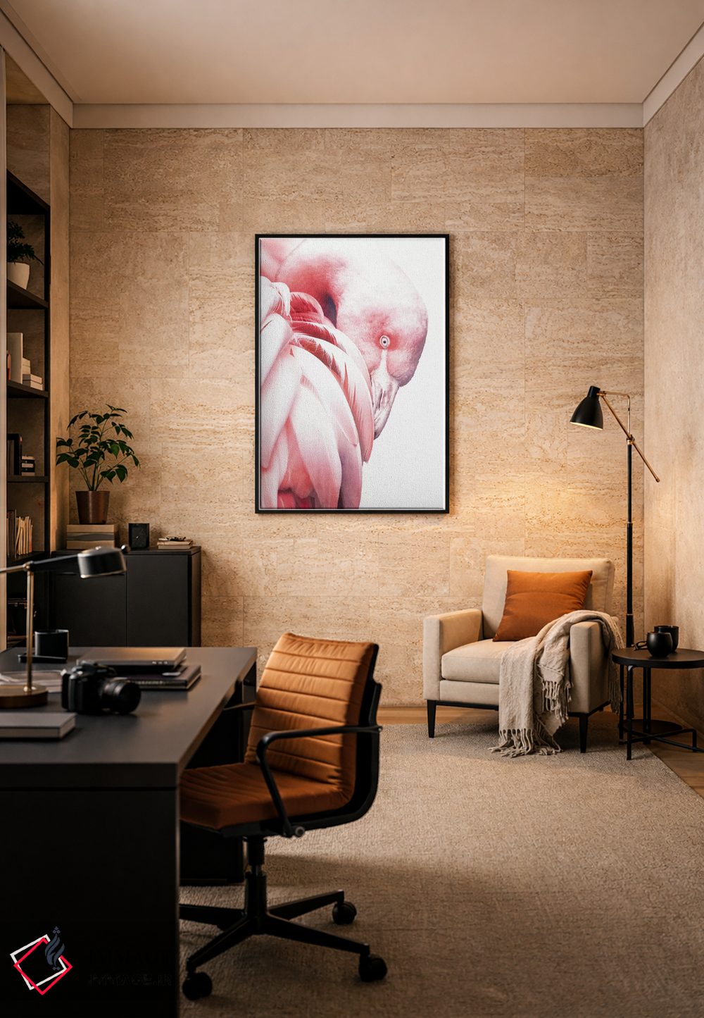 تابلو دکوراتیو فلامینگوی سفید اثر واتر ریکن - D6B