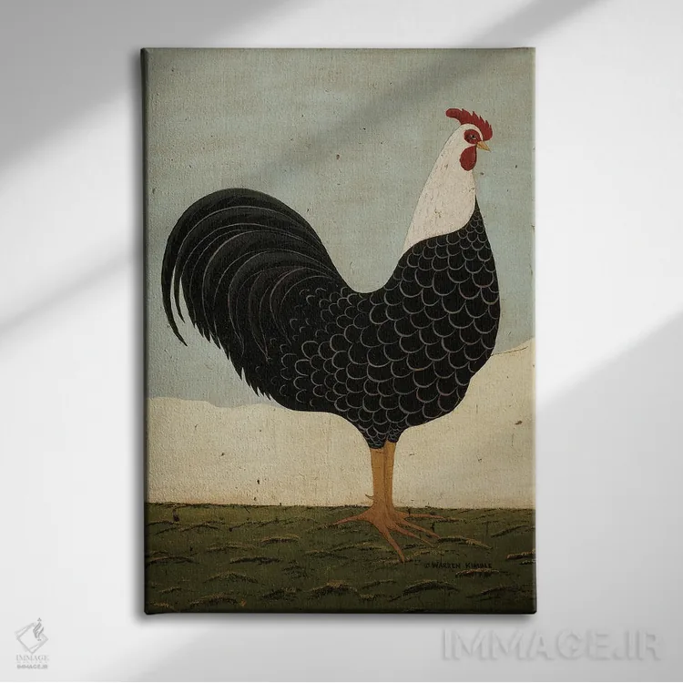 تابلو دکوراتیو خروس روبه شرق اثر وارن کیمبل - نمای روبهرو روی دیوار