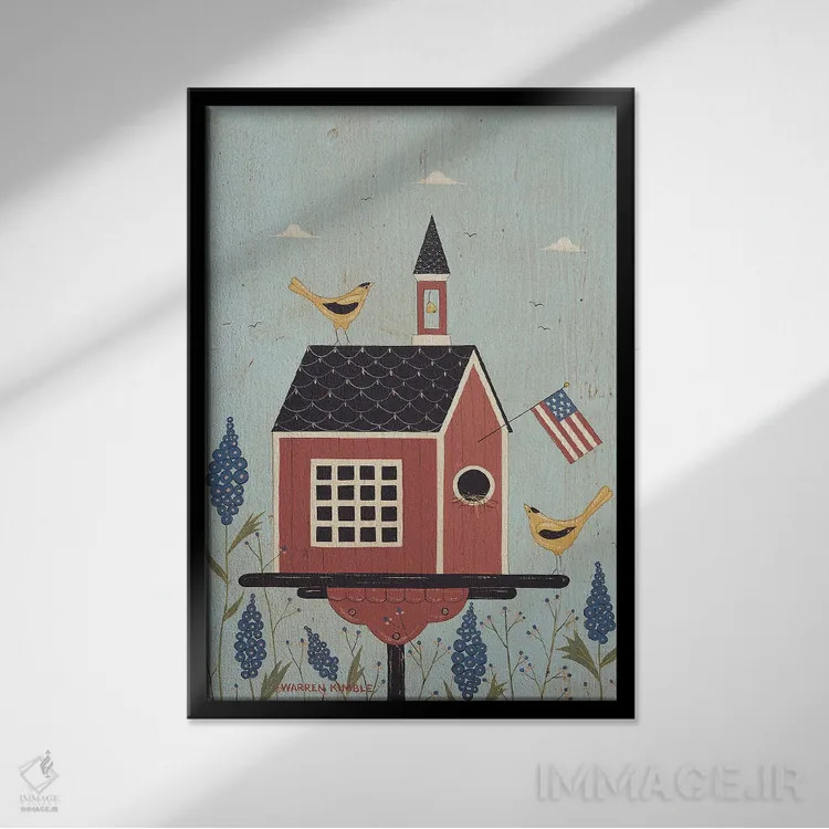تابلو دکوراتیو خانه پرنده مدرسه شماره سه اثر وارن کیمبل - نمای قابدار مشکی