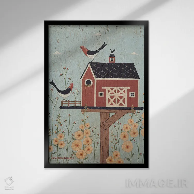 تابلو دکوراتیو خانه پرنده طویله شماره سه اثر وارن کیمبل - نمای قابدار مشکی