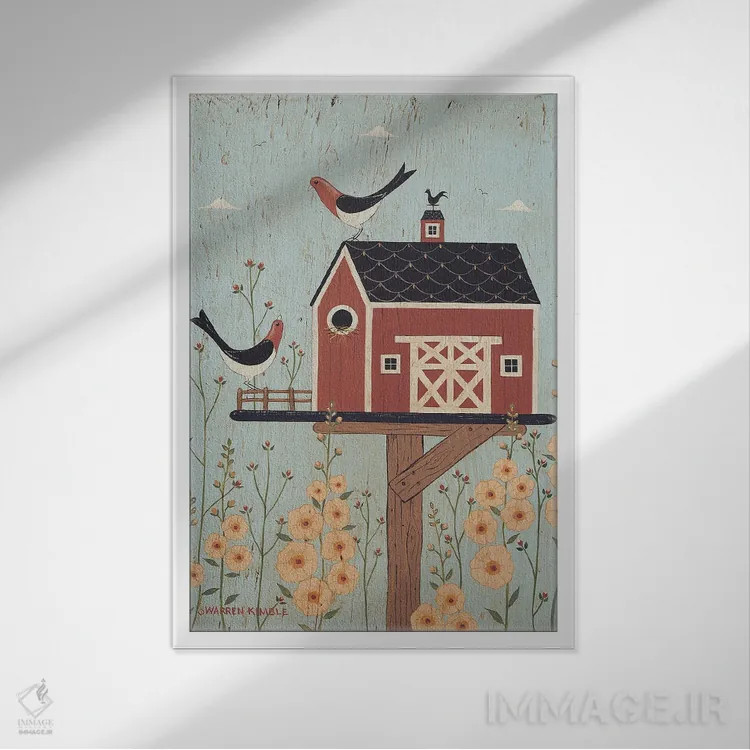 تابلو دکوراتیو خانه پرنده طویله شماره سه اثر وارن کیمبل - نمای قابدار سفید