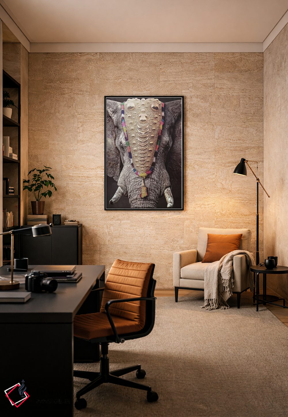 تابلو دکوراتیو فیل تزئین شده اثر واتر ریکن - D6B